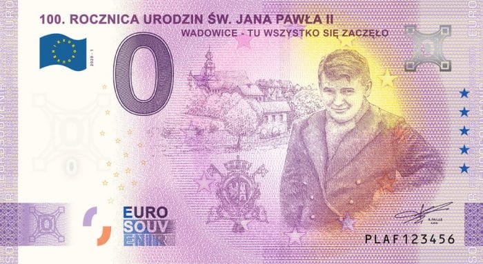 0 euro Polska 100. Rocznica Urodzin Św. Jana Pawła II. Wadowice 2020.1