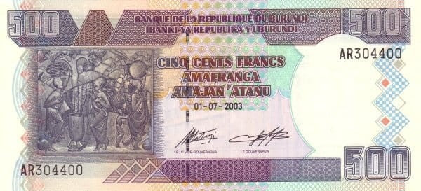 Burundi 500 franków Budynek 2003 P-38c