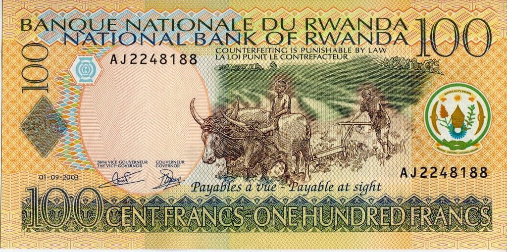Rwanda 100 franków Bydło 2003 P-29b