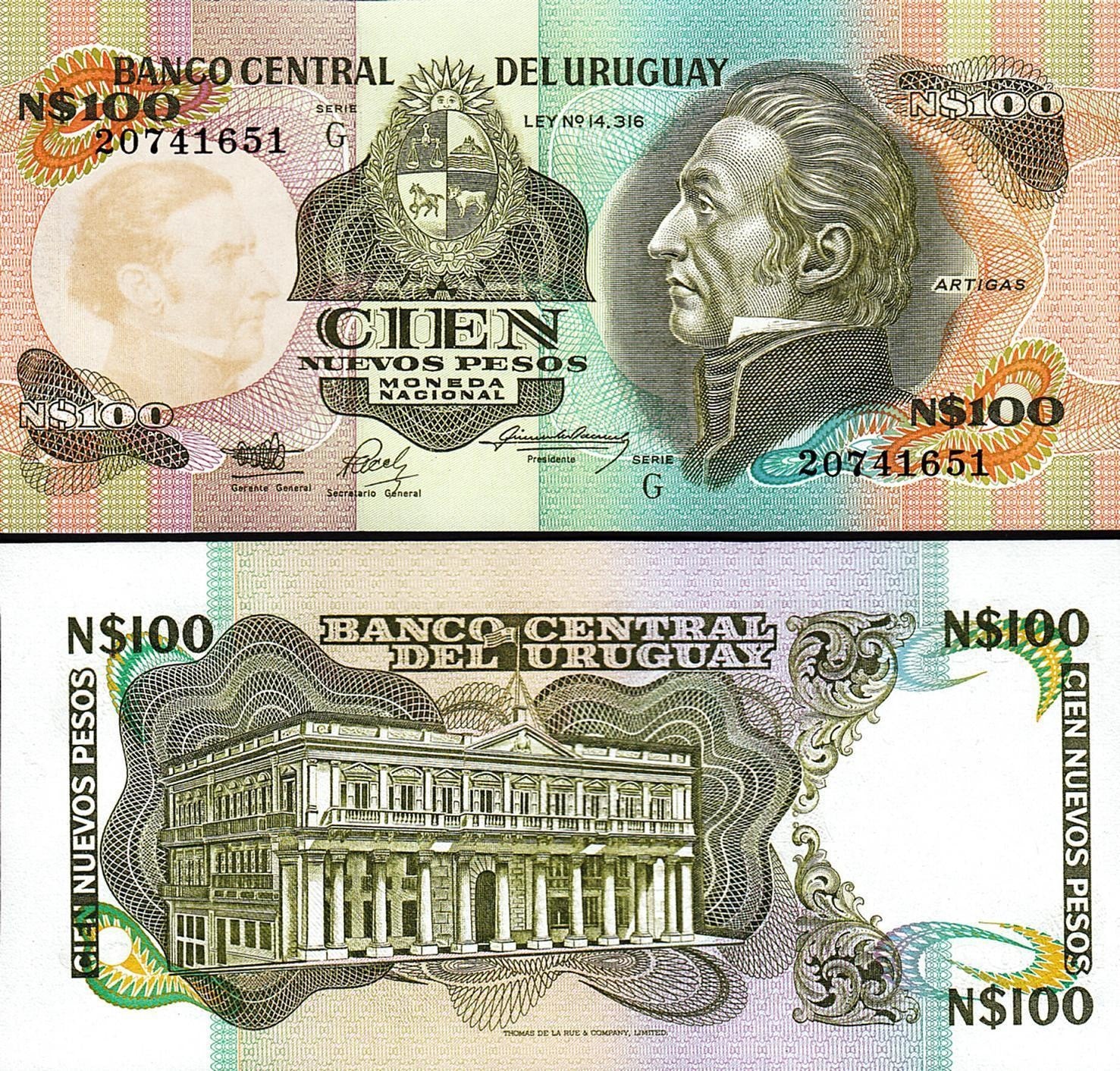 Urugwaj 100 peso Artigas 1987 P-62