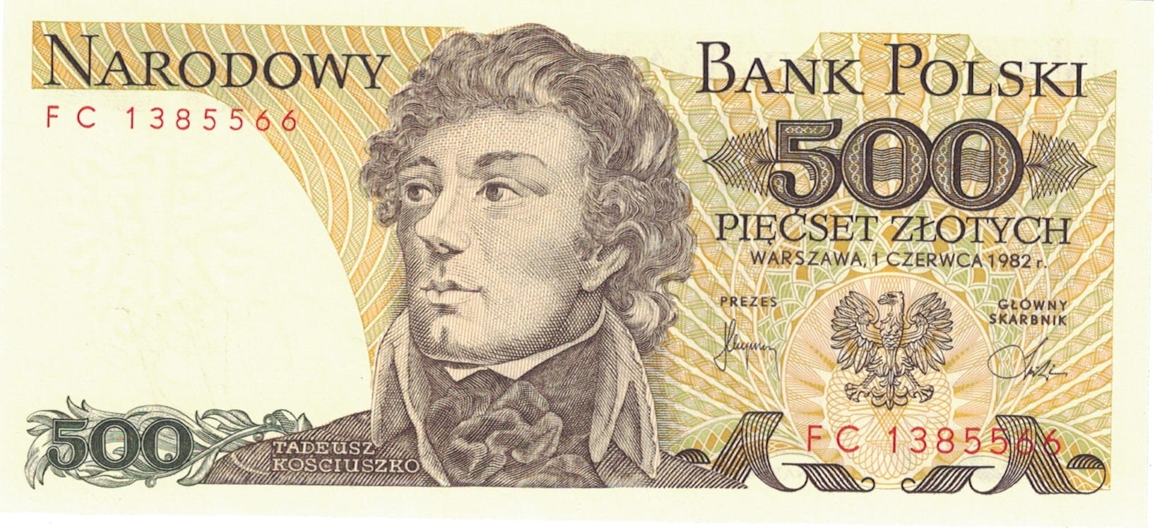 PRL 500 zł Tadeusz Kościuszko 1982 P-145d seria FC