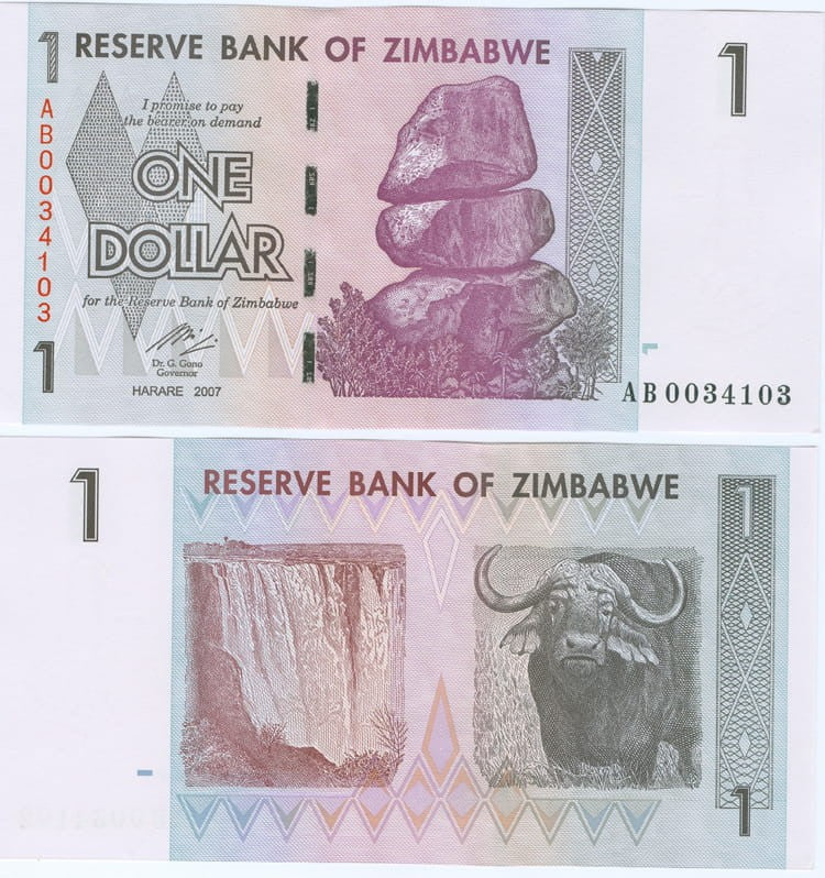 Zimbabwe 1 dolar Bawół 2007 P-65