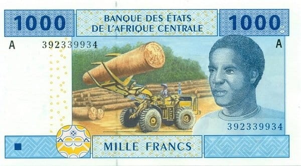 Gabon 1000 franków Traktor 2002 P-407A