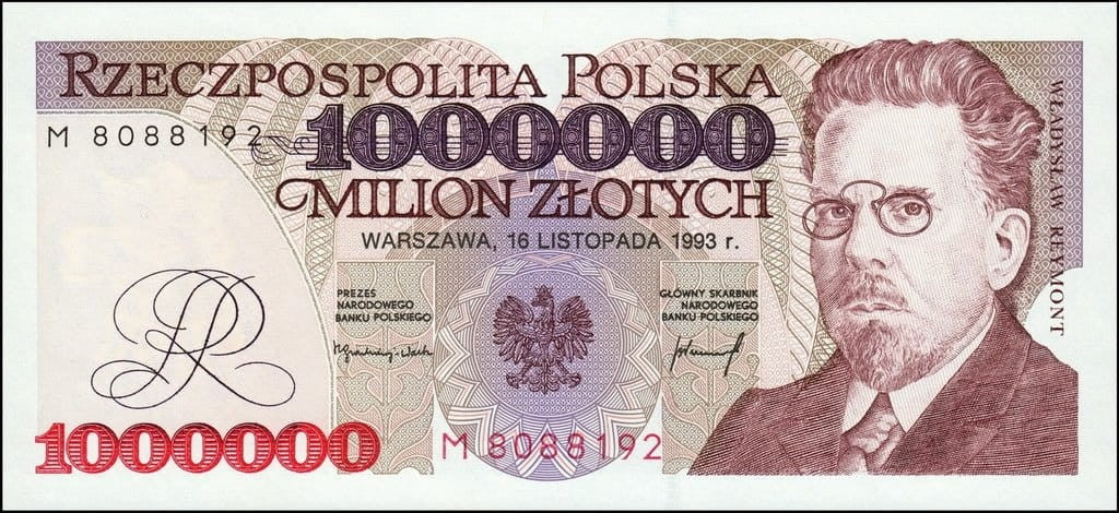 III RP 1000000 zł Władysław Reymont 1993 P-162a M