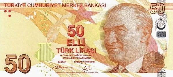 Turcja 50 lira Fatma Aliye 2012 P-225b