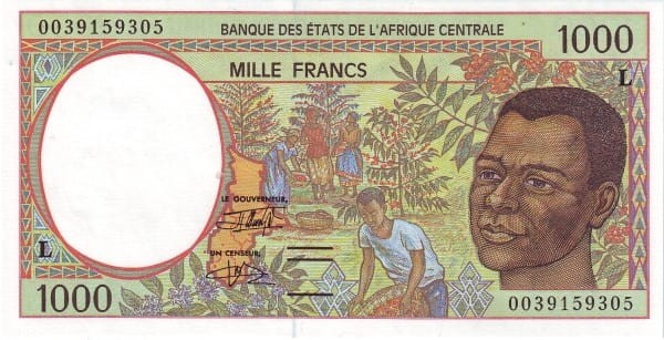 Gabon 1000 franków zbiory owoców 2000 P-402Lg