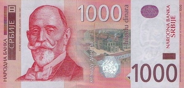 Serbia 1000 dinarów Dorde Vajfert 2014 P-60b
