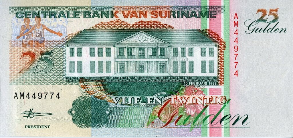 Surinam 25 guldenów Pływak 1998 P-138d