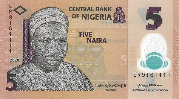 Nigeria 5 naira Taniec 2020 P-38k