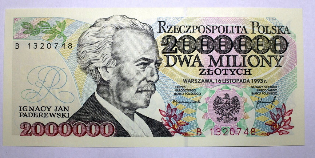 III RP 2000000 zł Ignacy Paderewski 1993 P-163a B