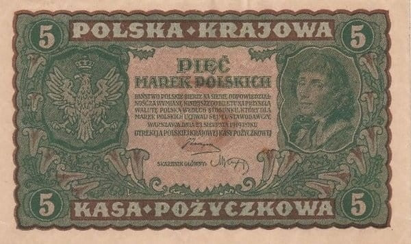 5 mp Tadeusz Kościuszko 1919 P-24b,2 II serja DA