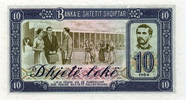 Albania 10 leke Włókniarki 1964 P-36