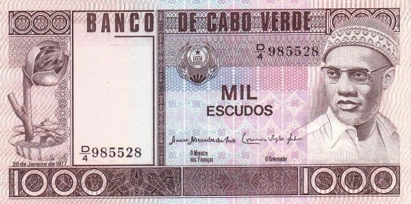 Cabo Verde 1000 Escudos Wciąganie działa 1977 P-56