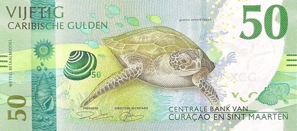 Curacao i Sint Maarten 50 gulden  żółw zielony 2025 P-3