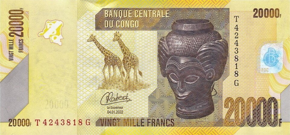 Kongo 20 000 CFA Żyrafy 2022 P-104d