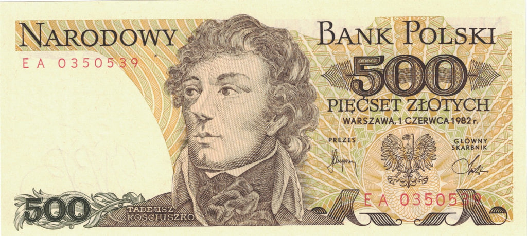 PRL 500 zł Tadeusz Kościuszko 1982 P-145d seria EA