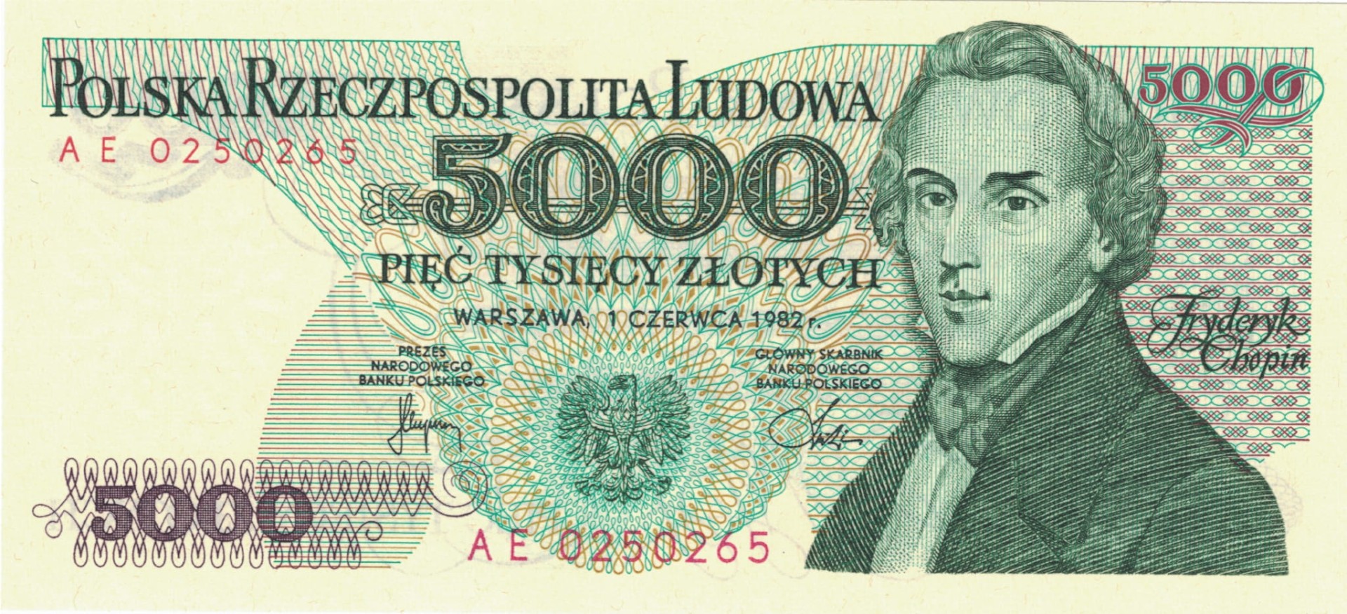 PRL 5000 zł Fryderyk Chopin 1982 P-150a AE