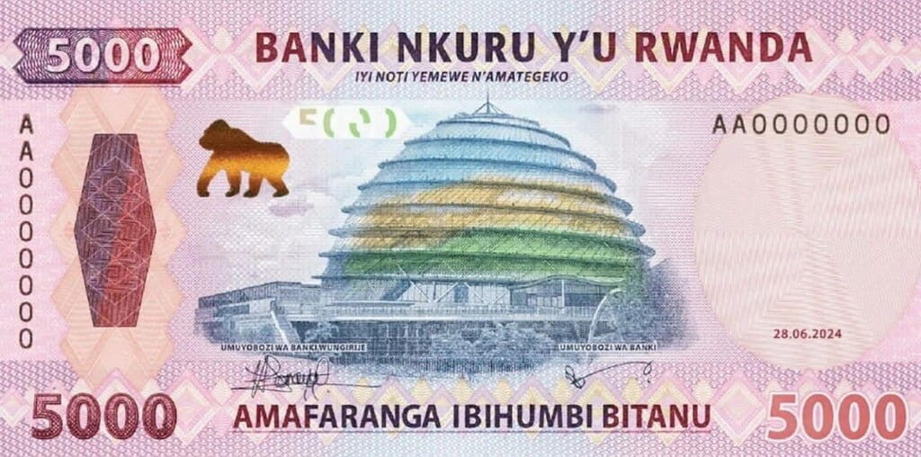 Rwanda 5000 franków Goryl 2024 P-45