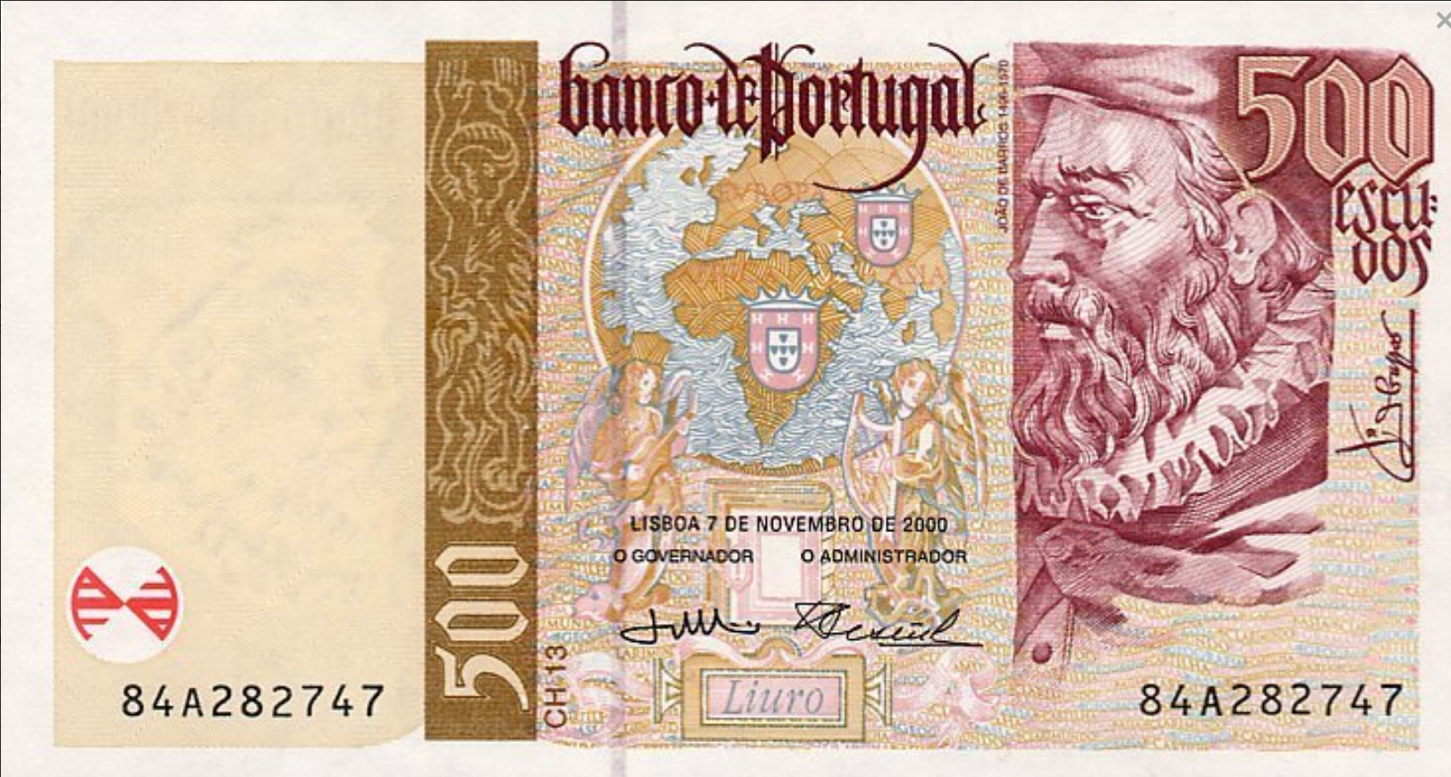 Portugalia 500 escudo Konkwistador i Słoń 2000 P-187c