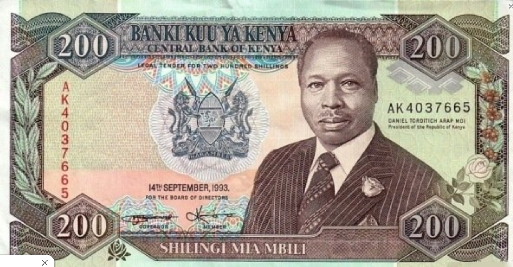 Kenia 200 szylingów Arap Moi 1993 P-29e