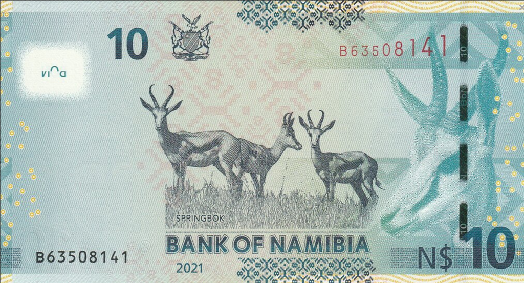 Namibia 10 dolarów Skocznik Antylopi 2021 P-16b