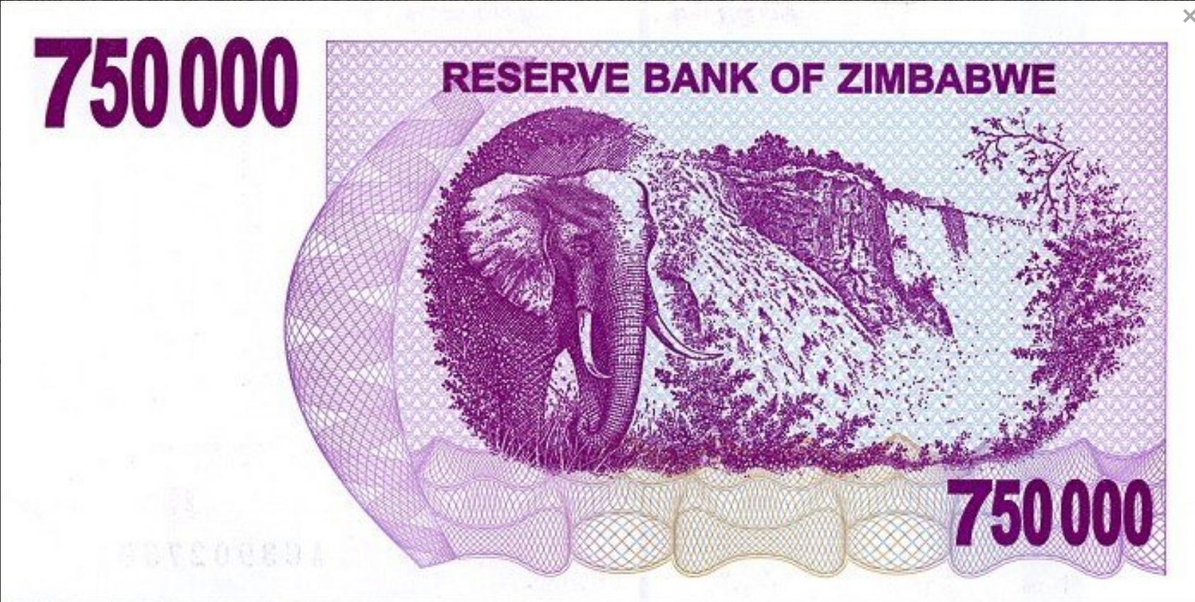 Zimbabwe 750 000 ZWL Słoń 2007 P-52