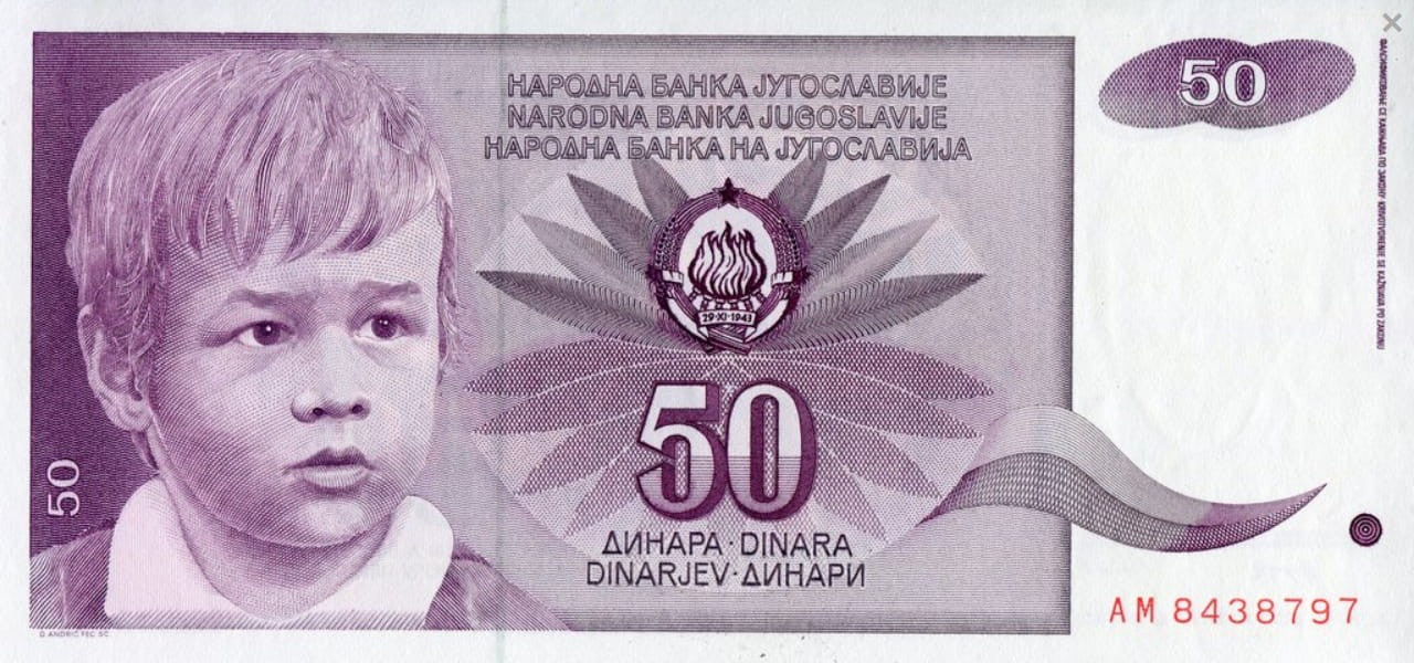 Jugosławia 50 dinarów Róże 1990 P-104a