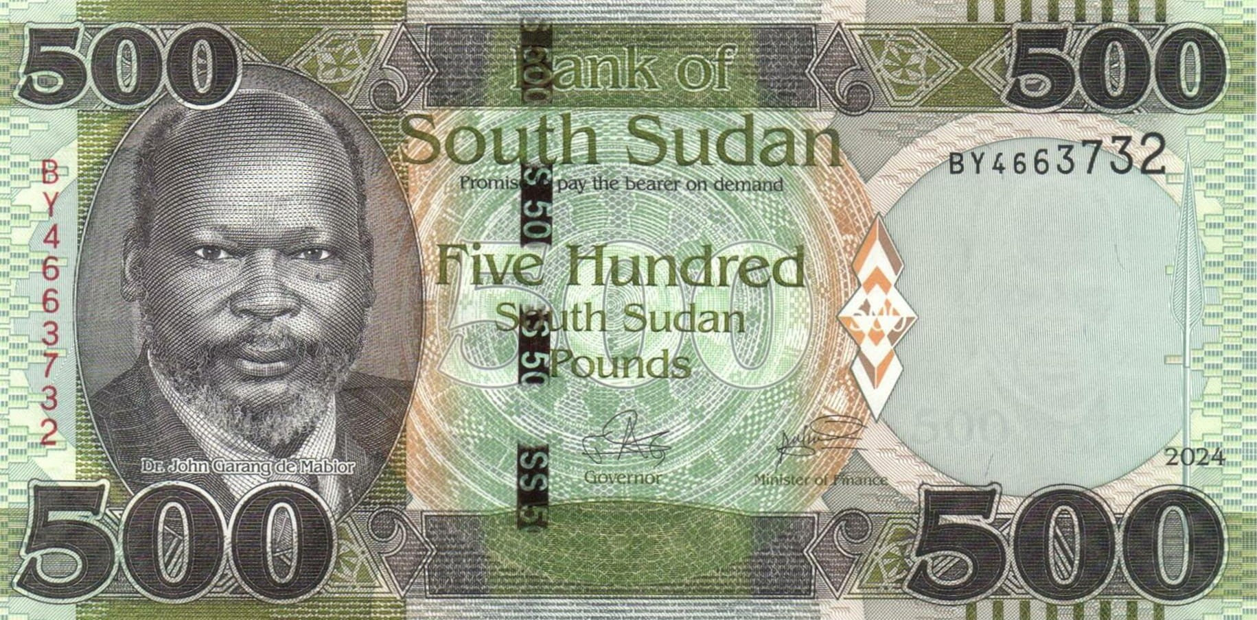 Sudan Południowy 500 funtów Rzeka 2024 P-16e