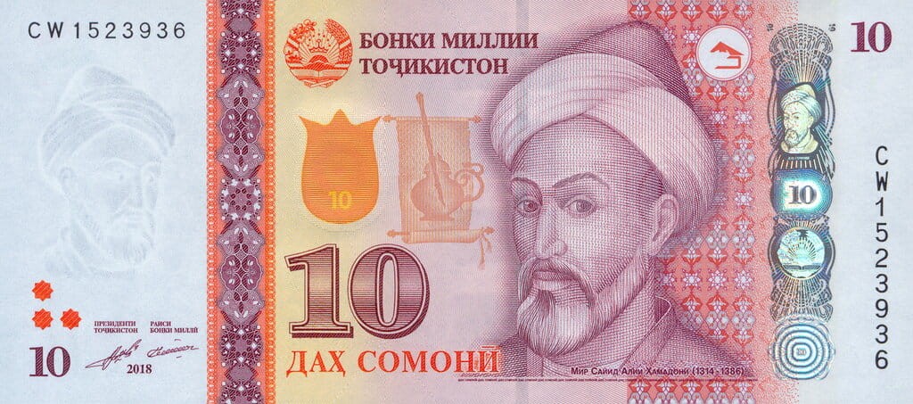 Tadżykistan 10 somoni Grobowiec 2018 P-24c