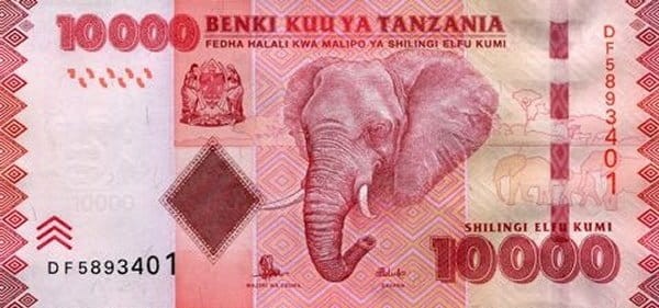 Tanzania 10 000 szylingów Słoń 2015 P-44b